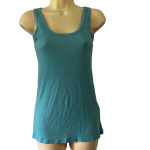 The Rag Story M Blue Lightweight Ribbed Rayon Knit Tank Top